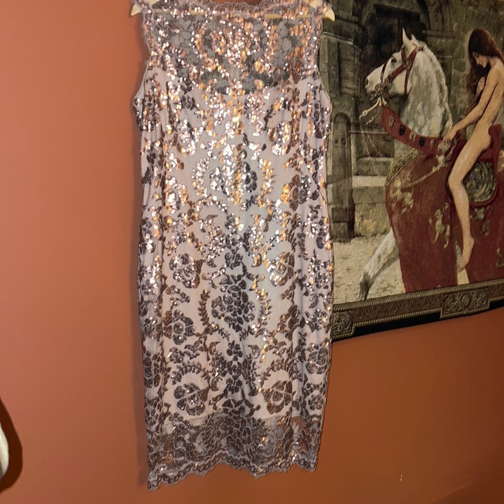 𝅺TADASHI party Dress rose gold Sz 14